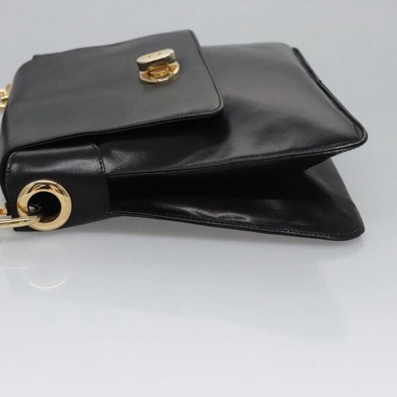 CELINE Shoulder Bag Leather Black Gold Auth EC517 - Picture 5 of 16